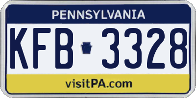 PA license plate KFB3328