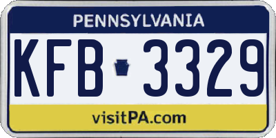 PA license plate KFB3329