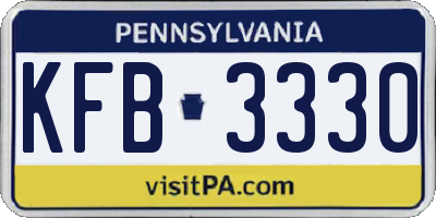 PA license plate KFB3330