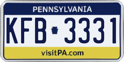 PA license plate KFB3331