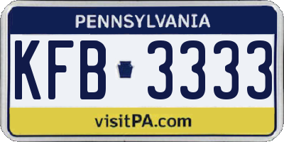 PA license plate KFB3333