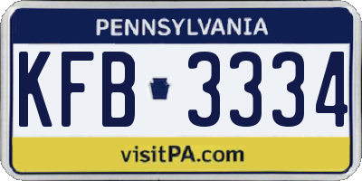 PA license plate KFB3334
