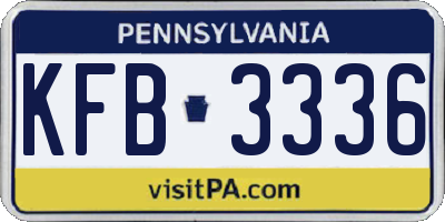 PA license plate KFB3336