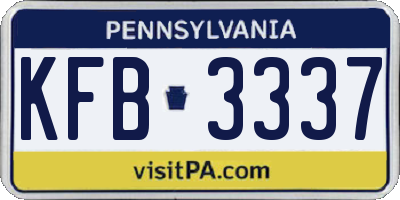 PA license plate KFB3337