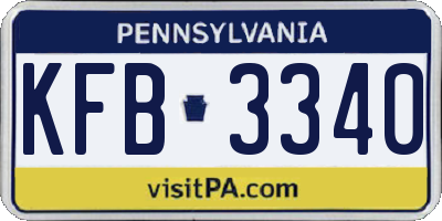 PA license plate KFB3340