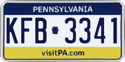 PA license plate KFB3341