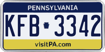 PA license plate KFB3342
