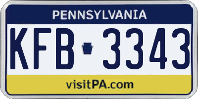 PA license plate KFB3343