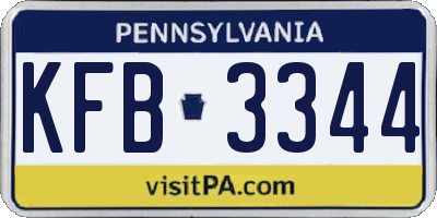 PA license plate KFB3344