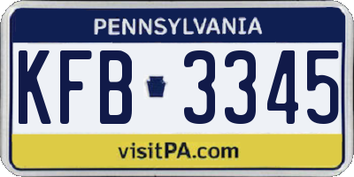 PA license plate KFB3345