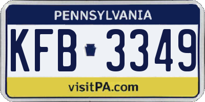 PA license plate KFB3349