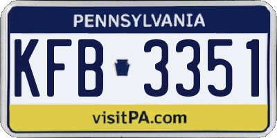 PA license plate KFB3351
