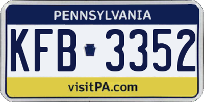 PA license plate KFB3352