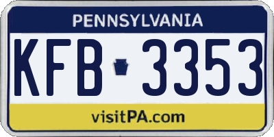 PA license plate KFB3353