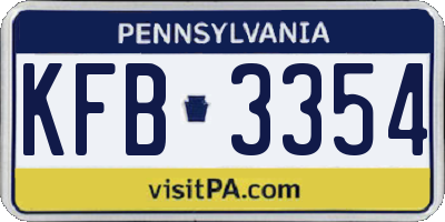 PA license plate KFB3354