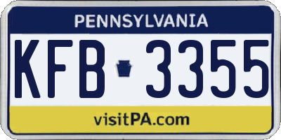 PA license plate KFB3355