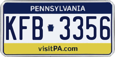 PA license plate KFB3356