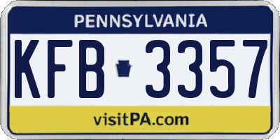 PA license plate KFB3357