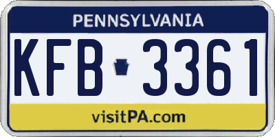 PA license plate KFB3361
