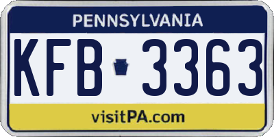 PA license plate KFB3363