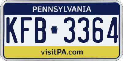 PA license plate KFB3364