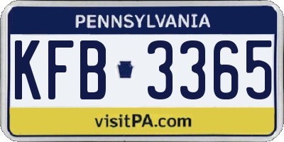 PA license plate KFB3365