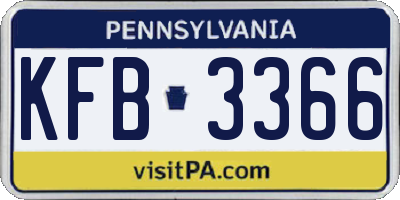 PA license plate KFB3366