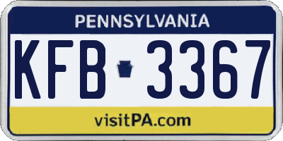 PA license plate KFB3367