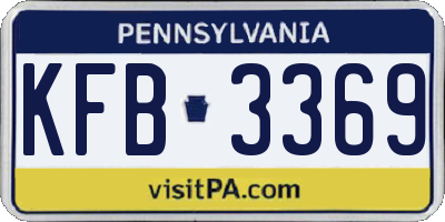 PA license plate KFB3369