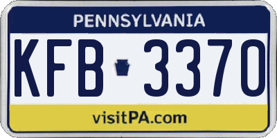 PA license plate KFB3370