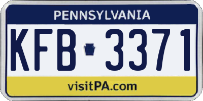 PA license plate KFB3371