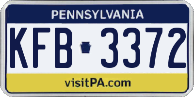 PA license plate KFB3372