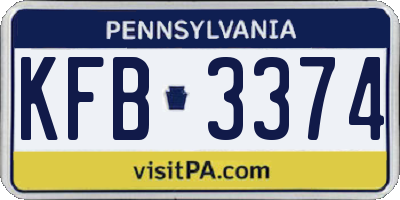 PA license plate KFB3374