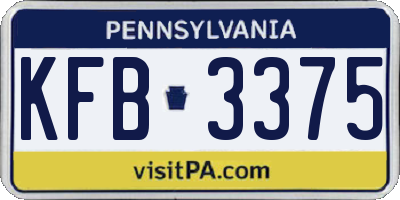 PA license plate KFB3375