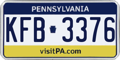PA license plate KFB3376