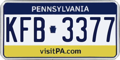 PA license plate KFB3377