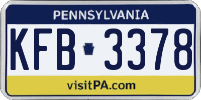 PA license plate KFB3378