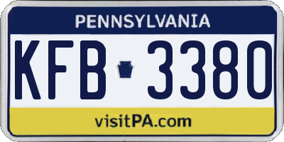 PA license plate KFB3380