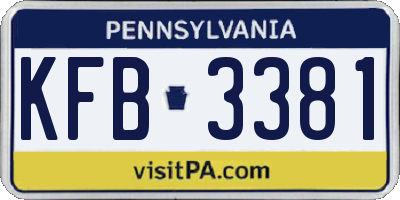 PA license plate KFB3381