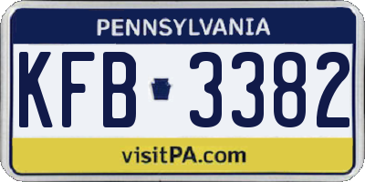 PA license plate KFB3382