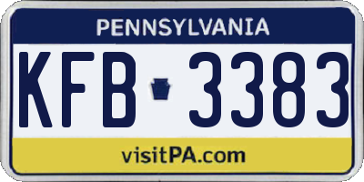 PA license plate KFB3383