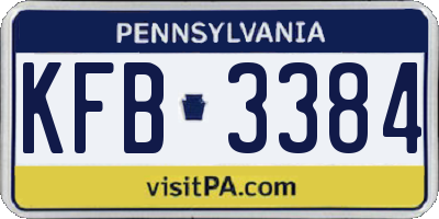 PA license plate KFB3384