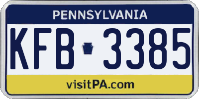 PA license plate KFB3385