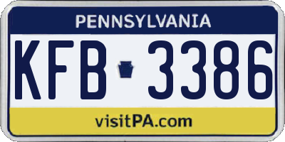 PA license plate KFB3386