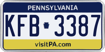 PA license plate KFB3387