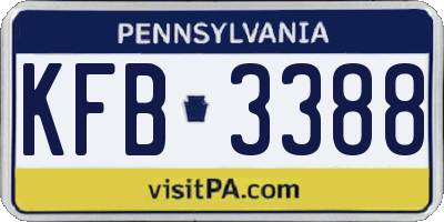 PA license plate KFB3388