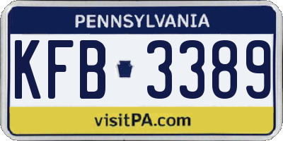 PA license plate KFB3389