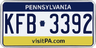 PA license plate KFB3392