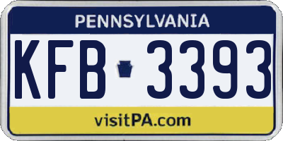 PA license plate KFB3393