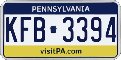 PA license plate KFB3394